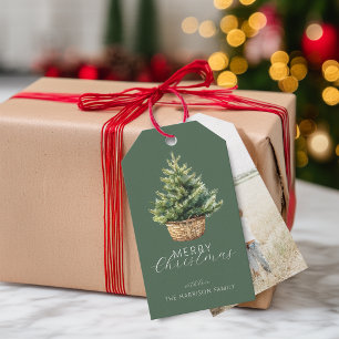 Rustic Christmas Tree Personalised Photo Gift Tags