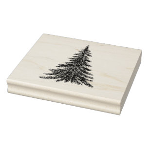 Rustic Christmas Tree Rubber Stamp Etched