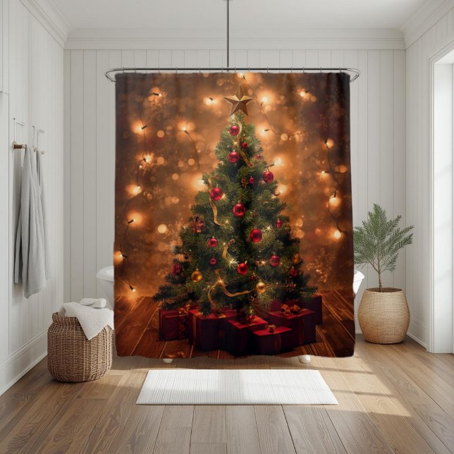 Rustic Christmas Tree Shower Curtain (Creator Uploaded)