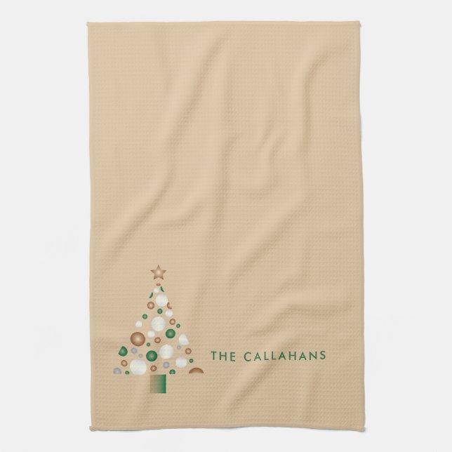 Rustic Christmas Tree Stylish Elegant Cute Tea Towel (Vertical)