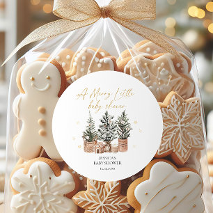 Rustic Christmas Trees A Merry Little Baby Shower Classic Round Sticker