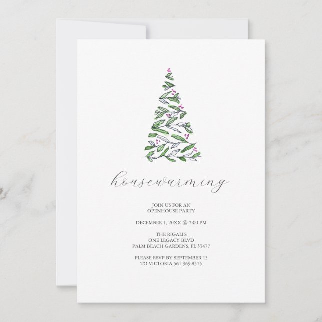 Rustic Christmas Trees Housewarming Party  Invitation (Front)