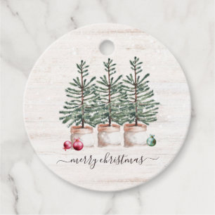 Rustic Christmas Trees Merry Christmas Favour Tags