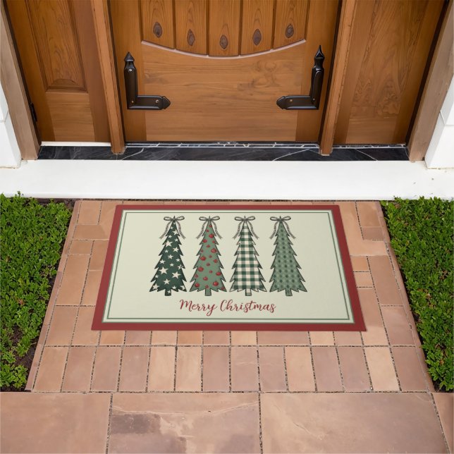 Rustic Christmas Trees Personalised Doormat (Outdoor)