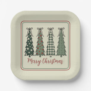 Rustic Christmas Trees Personalised Paper Plate
