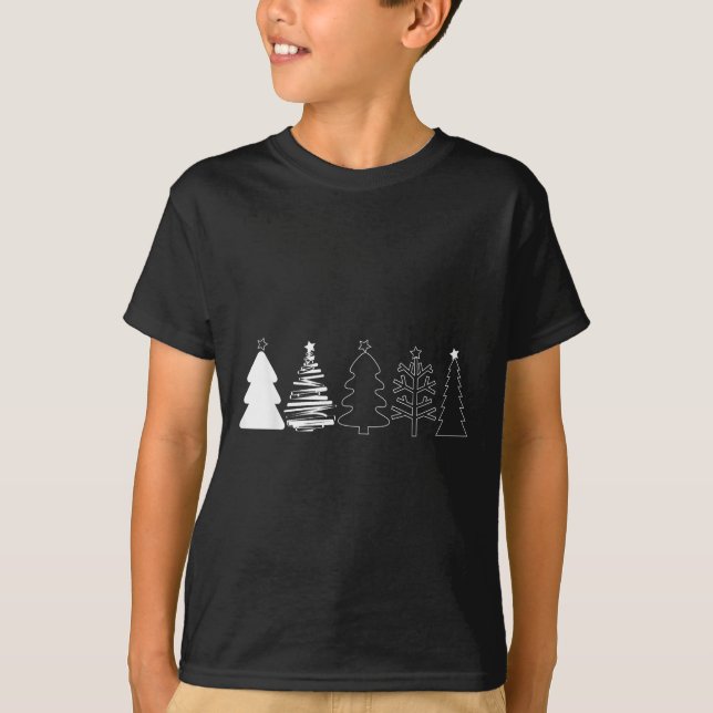 Rustic Christmas Trees Winter Forest Minimalist  T-Shirt (Front)