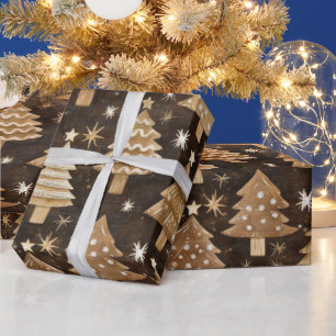 Rustic Christmas Trees Wrapping Paper