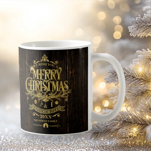 Rustic Christmas Typography Gold ID550 Coffee Mug (Creator Uploaded)