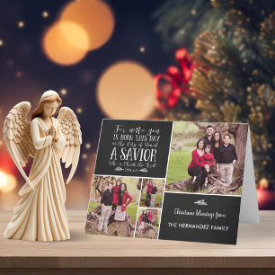 Rustic Christmas Verse Chalkboard Holiday Photo Card