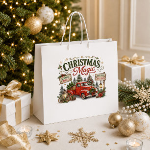 Rustic Christmas Vintage Red Green Holiday Gift Ba Large Gift Bag