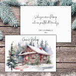 Rustic Christmas Watercolor Woodland Cabin  Holiday Card<br><div class="desc">Get into the holiday spirit with this stunning Christmas card featuring a watercolor log cabin nestled in a picturesque forest. Perfect for sending warm and heartfelt season's greetings to your loved ones, this holiday card is fully customisable with a personalised message of your choice. Add your name and year to...</div>