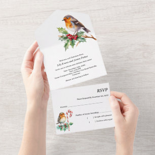 Rustic Christmas wedding All In One Invitation