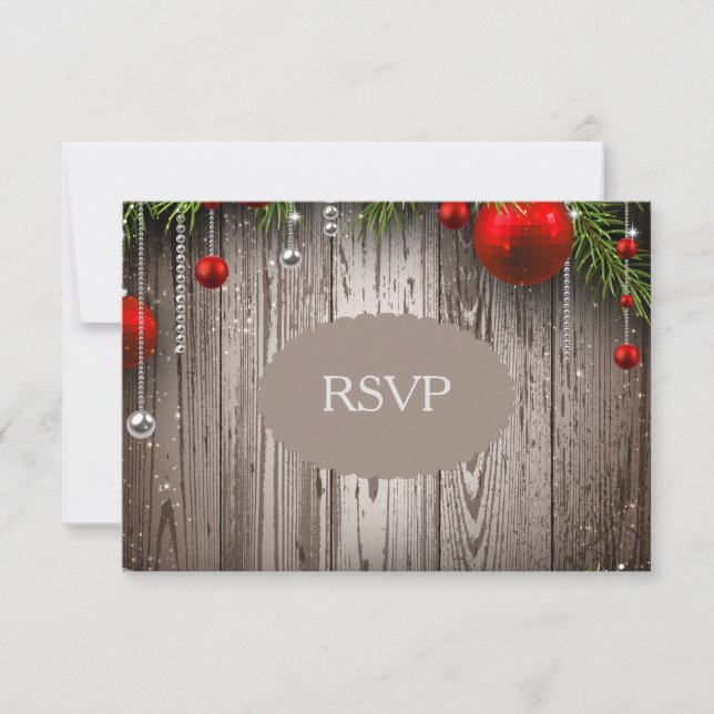 Rustic Christmas Wedding Invitation RSVP (Front)