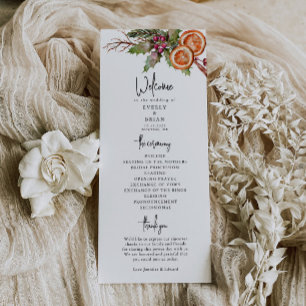 Rustic Christmas Wedding Program Programme