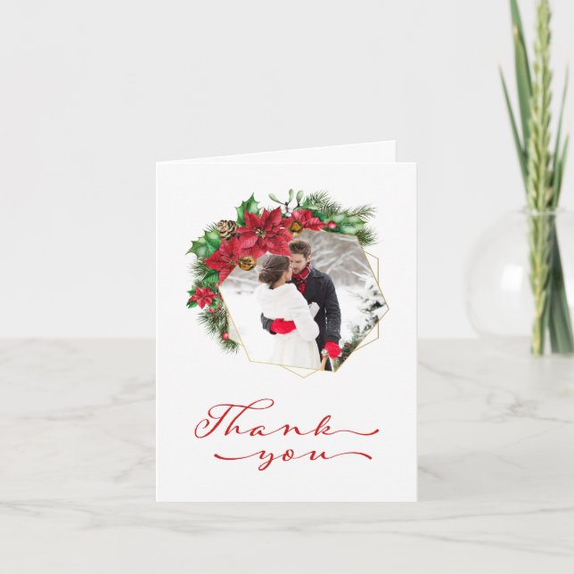 Rustic Christmas Wedding Thank You Card (Front)