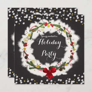 Rustic Christmas White Pine Wreath Invitations