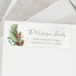 Rustic Christmas Winter Botanical Greenery<br><div class="desc">Beautiful Christmas holiday themed return address labels featuring hand-painted botanical watercolor illustrations of winter greenery,  pine and spruce branches,  cones and holly berries.</div>