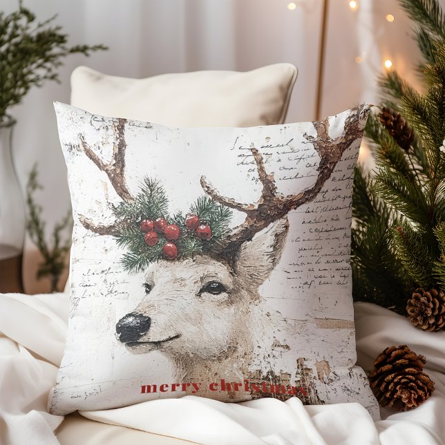 Rustic Christmas Winter Reindeer Cushion (Creator Uploaded)
