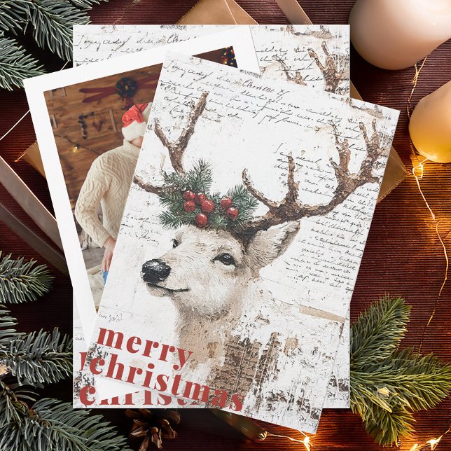 Rustic Christmas Winter Reindeer Holiday Card (Creator Uploaded)