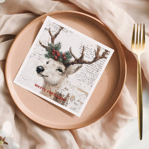 Rustic Christmas Winter Reindeer Napkin