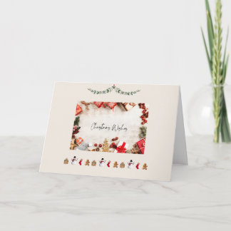 Rustic Christmas Wishes Customizable Inside Text Holiday Card