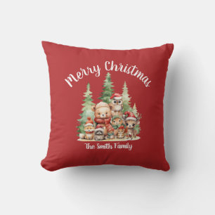 RUSTIC CHRISTMAS WOODLAND ANIMALS CUSHION