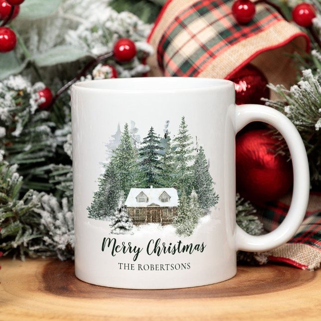 Rustic Christmas Woodland Cabin Coffee Mug (Creator Uploaded)