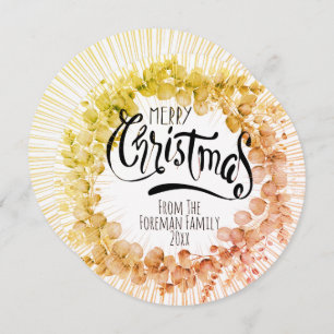 Rustic Christmas Wreath Eucalyptu Wintery Leaves Holiday Card