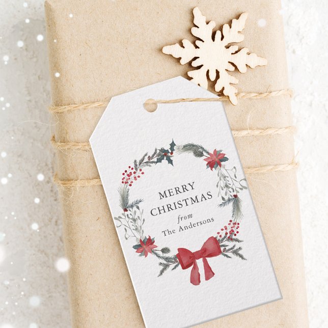 Rustic Christmas Wreath Holiday Gift Tags (Creator Uploaded)