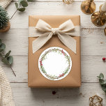 Rustic Christmas Wreath Homemade Label<br><div class="desc">The Rustic Christmas Wreath Homemade Label features a hand-painted evergreen and twig wreath accented with bright red berries, creating a warm and festive holiday look. This round label is perfect for Christmas jam, homemade preserves, holiday baking, mason jar gifts, and seasonal kitchen creations. The clean white centre provides space for...</div>