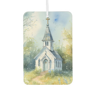 Rustic Church Path in Wildflower Meadow Car Air Freshener