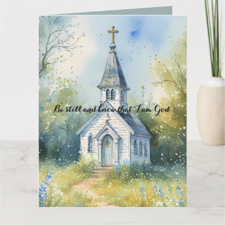 Rustic Church Path in Wildflower Meadow Card