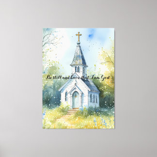 Rustic Church Path in Wildflower Meadow Editable Canvas Print