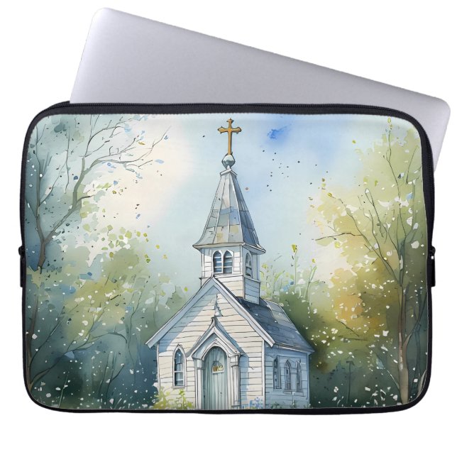 Rustic Church Path in Wildflower Meadow Laptop Sleeve (Front)