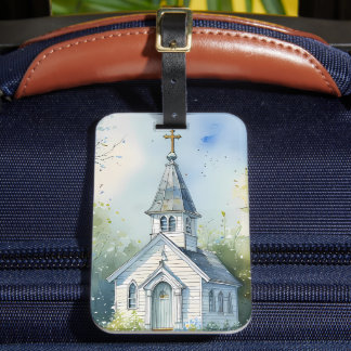 Rustic Church Path in Wildflower Meadow Luggage Tag