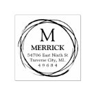 Rustic Circle Monogram Return Address Rubber Stamp