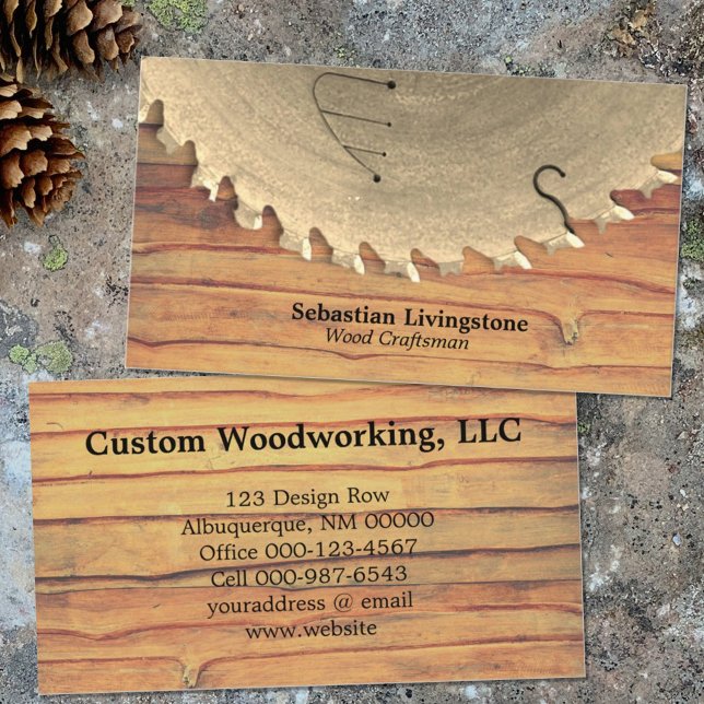Rustic Circular Saw Woodworking Profession Business Card (Creator Uploaded)