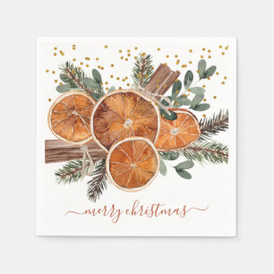 Rustic Citrus And Pine Holiday Napkin