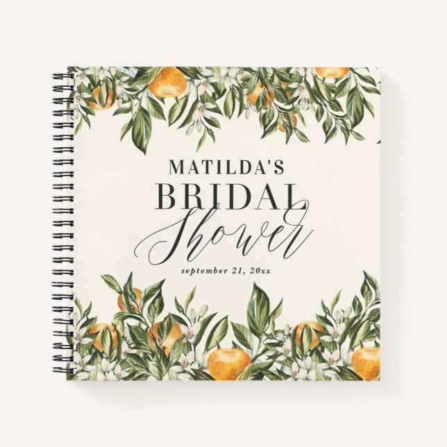 Rustic citrus bridal shower botanical floral chic  notebook (Front)