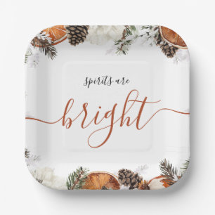 Rustic Citrus Evergreen Christmas Paper Plate