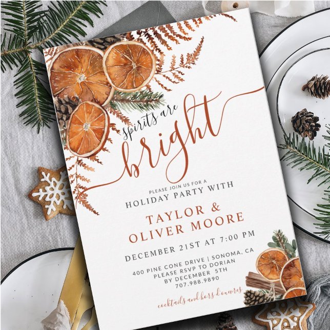 Rustic Citrus Evergreen Christmas Party Invitation (Creator Uploaded)