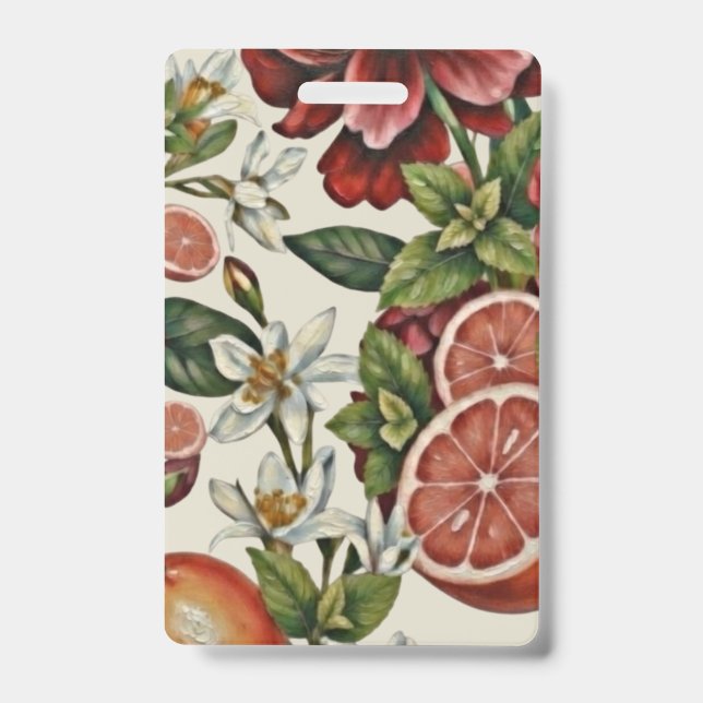 Rustic Citrus Floral summer ID Badge (Front)