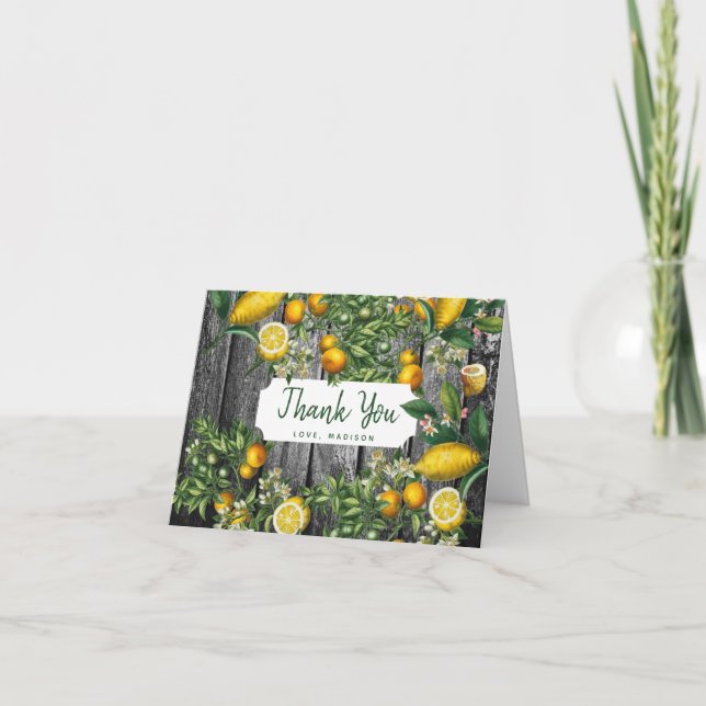 Rustic Citrus Garden Thank You Card (Front)