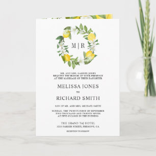 Rustic Citrus Lemon Orchard QR Code Wedding Invitation