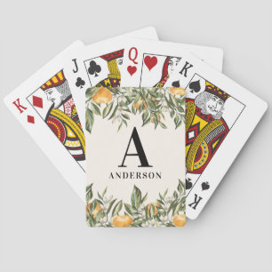Rustic citrus modern botanical floral elegant playing cards