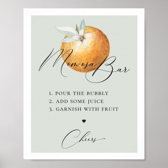 Rustic Citrus Orange Mum-osa Bar Poster (Front)