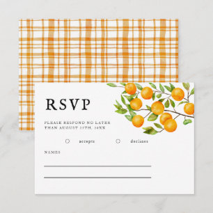 Rustic Citrus Orange Summer Wedding RSVP Card