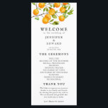 Rustic Citrus Oranges Wedding Ceremony Program Programme<br><div class="desc">Rustic wedding program featuring watercolor illustration of orange fruit on a tree branch. All the wedding ceremony information and the wedding party's name listed on this program.</div>