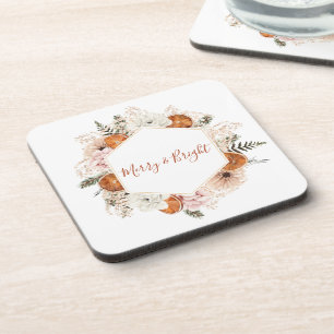 Rustic Citrus Pine Christmas Holiday Coaster