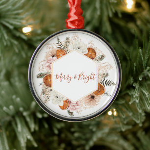 Rustic Citrus Pine Christmas Holiday Metal Tree Decoration